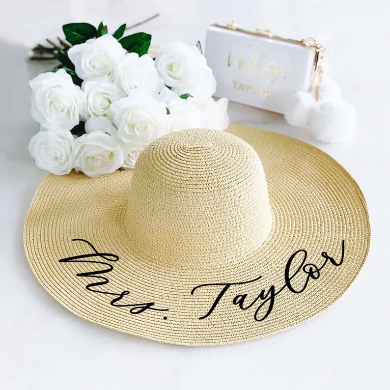 personalized bridesmaid gifts: personalized beach hats
