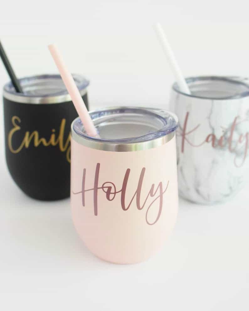 Personalized bridesmaid gifts: Personalized Wine Tumbler