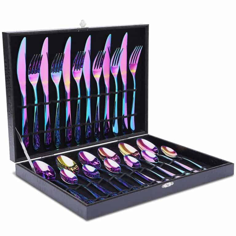 modern 5th anniversary gift idea: rainbow silverware set