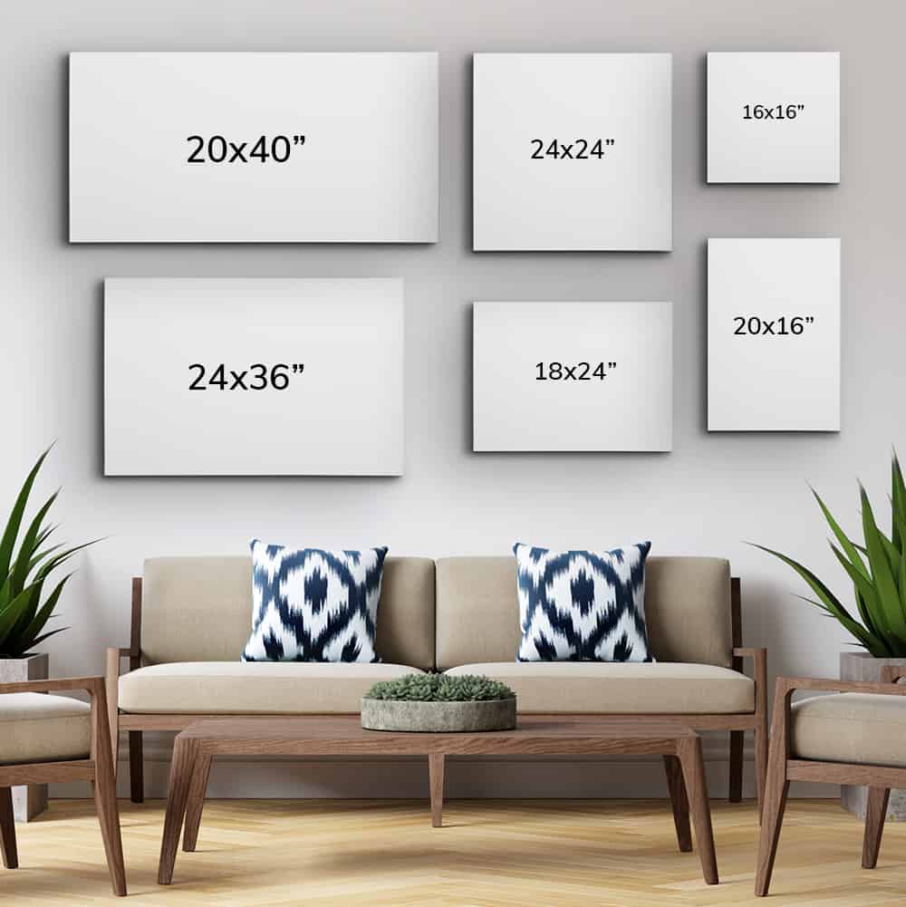 Digital Drawing Illustration PSD JPG Mockup Wall Size Comparison 