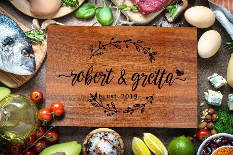 personalized anniversary gifts: custom cutting board