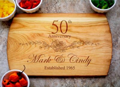 personalized cutting board - gift idea for 50th wedding anniversary