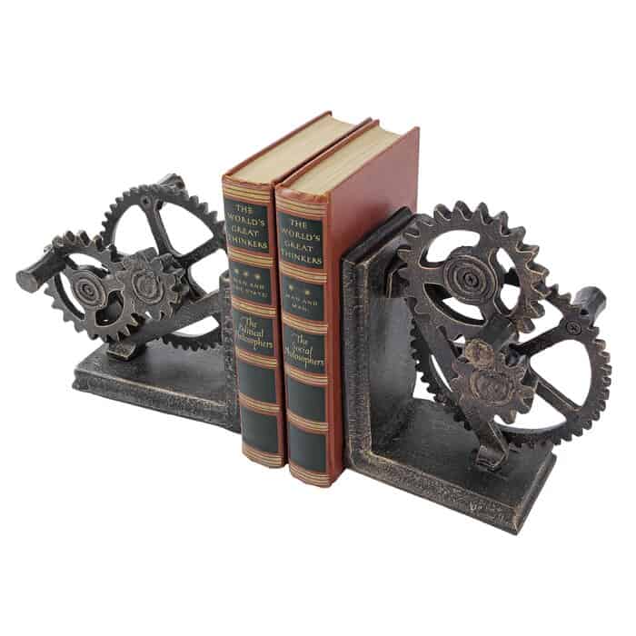 six years anniversary gift for couples: industrial gear iron bookends