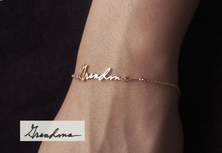 mother's day gifts for grandma - handwriting bracelet