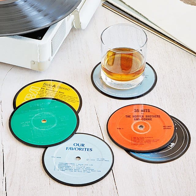 uprecycled record coasters