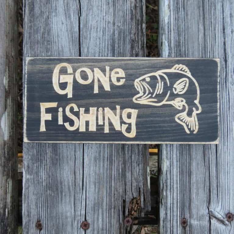 gone fishing sign for lake house decor