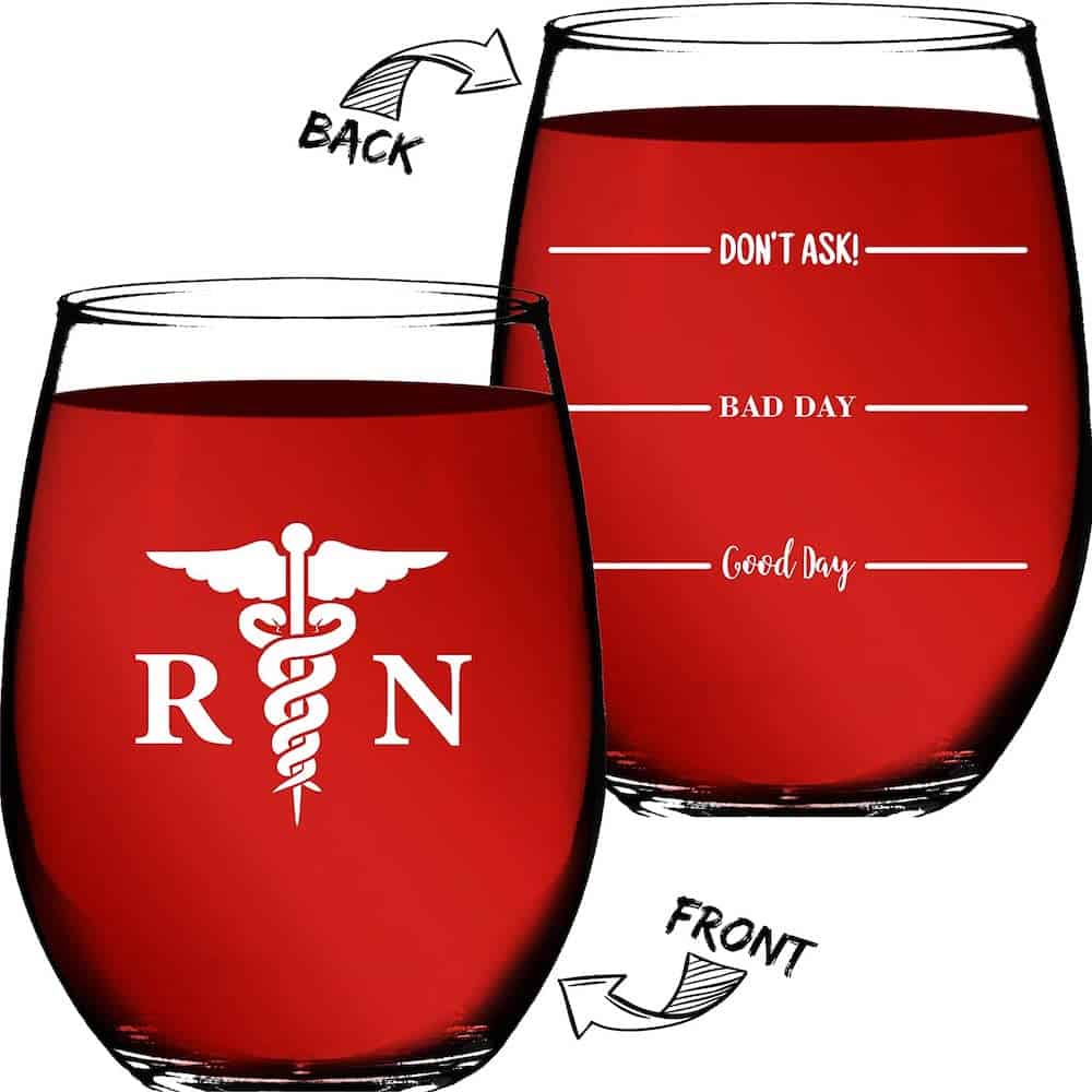 Nurse Gifts For Women RN – Good Day, Bad Day, Don’t Ask Novelty Wine Glass – Funny Gifts For Nurses