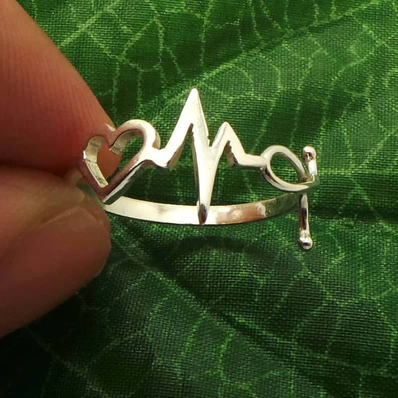 Nurse Heartbeat Stethoscope Ring - Jewelry Gifts For Nurses