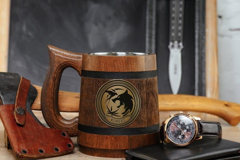 good gifts for husband: custom geeky wooden mug