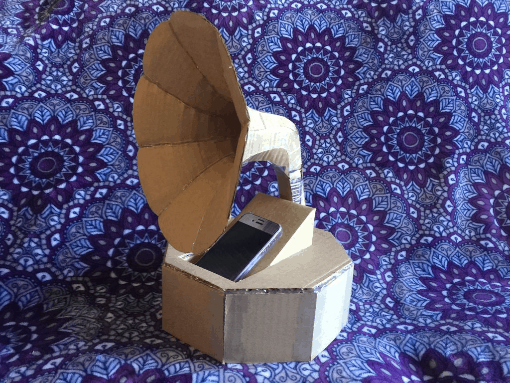 DIY Cardboard Phonograph Cell Phone Speaker - Gift For Brother - DIY Man Cave Gifts