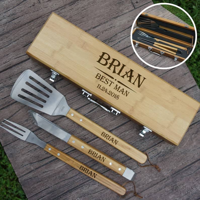 Personalized Best Man BBQ Tool Gift Set