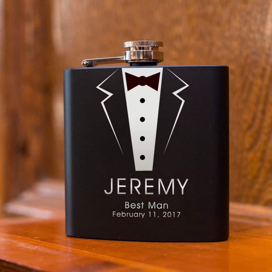Personalized Black Hip Flask with Funnel-Best Man Flask