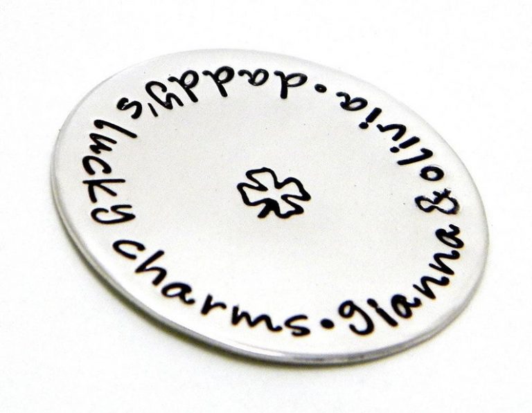 Personalized Golf Ball Marker - Hand Stamped Sterling Silver