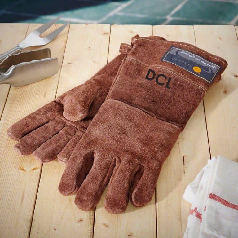 personalized grill gifts: personalized leather grilling gloves