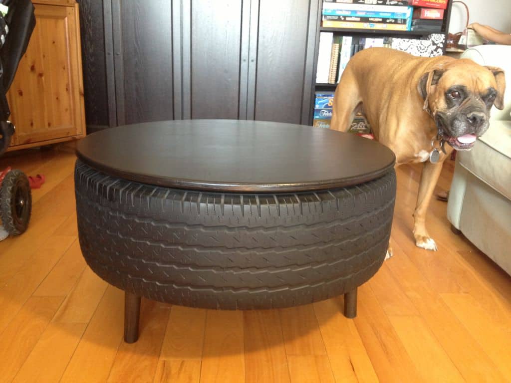Recycled Tire Coffee Table - DIY Gift For A Man's Man Cave