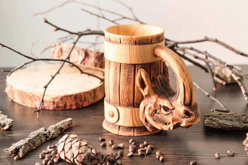 Rhinoceros Wooden Beer Mug