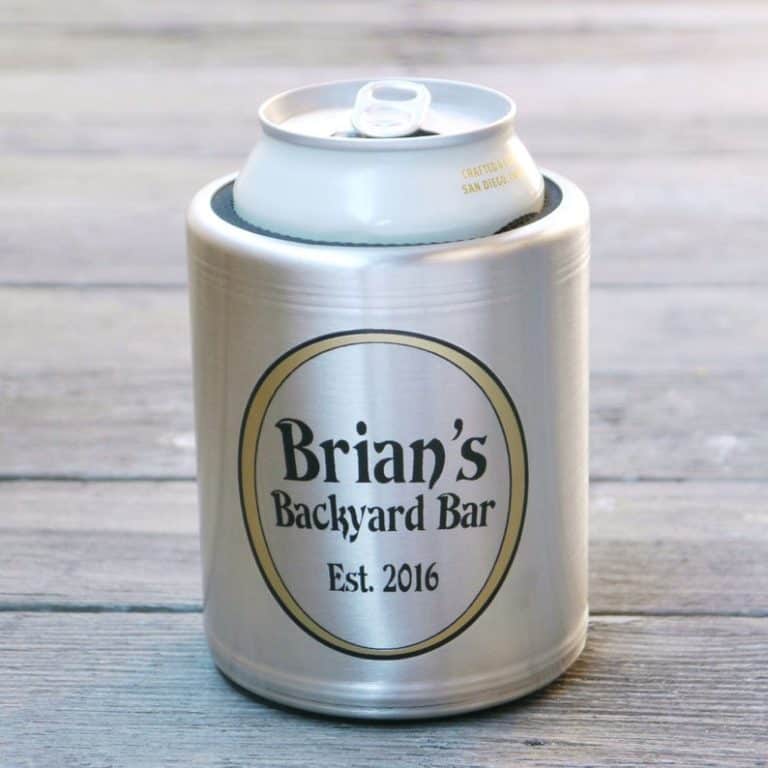bbq gift ideas: custom beer can cooler
