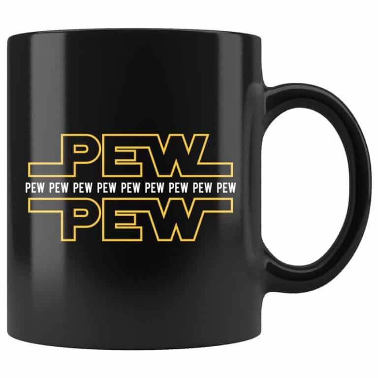funny star wars gift idea: pew pew mug