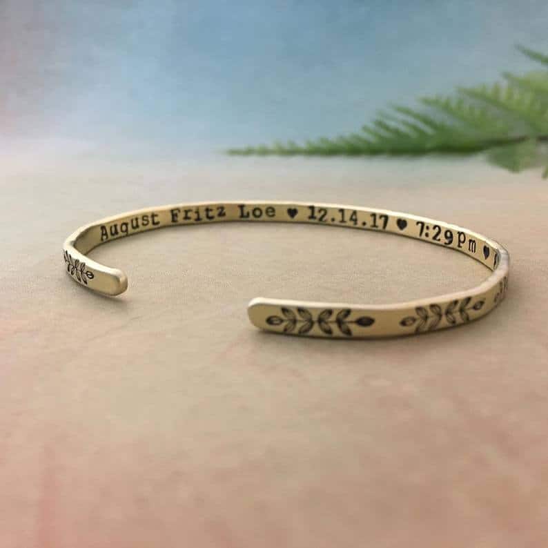 mothers day gifts for new moms: baby stats bracelet