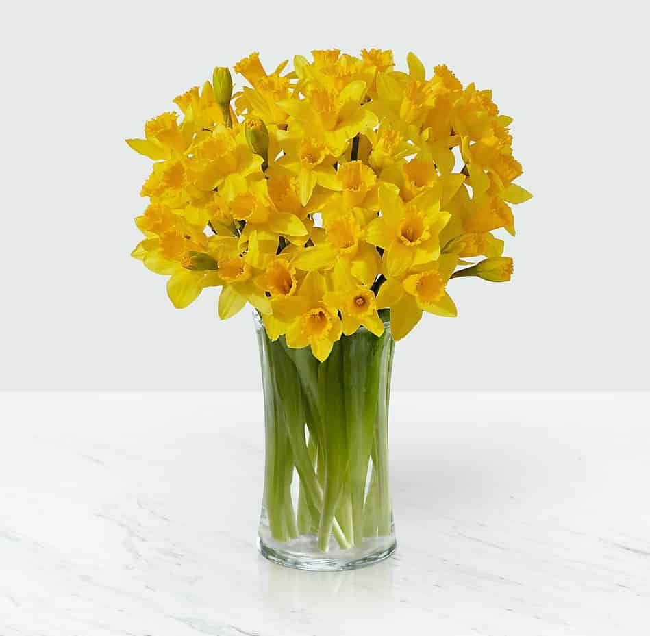 10th wedding anniversary gifts for her: a bouquet of daffodils