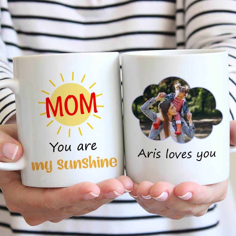 gift ideas for mom from baby: custom photo mug