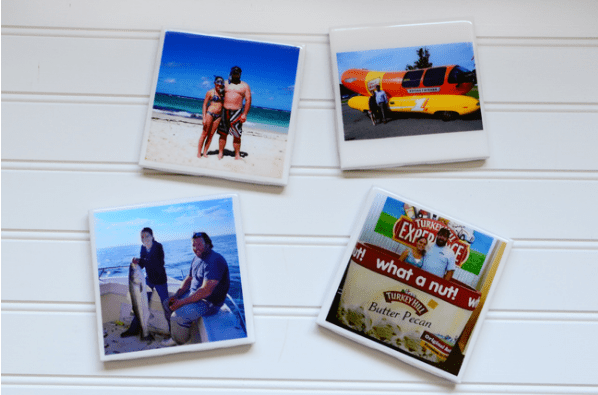 diy gifts for 10th anniversary: photo coasters