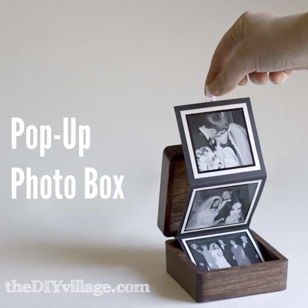handmade gift idea for 10 year anniversary: pop-up photo box
