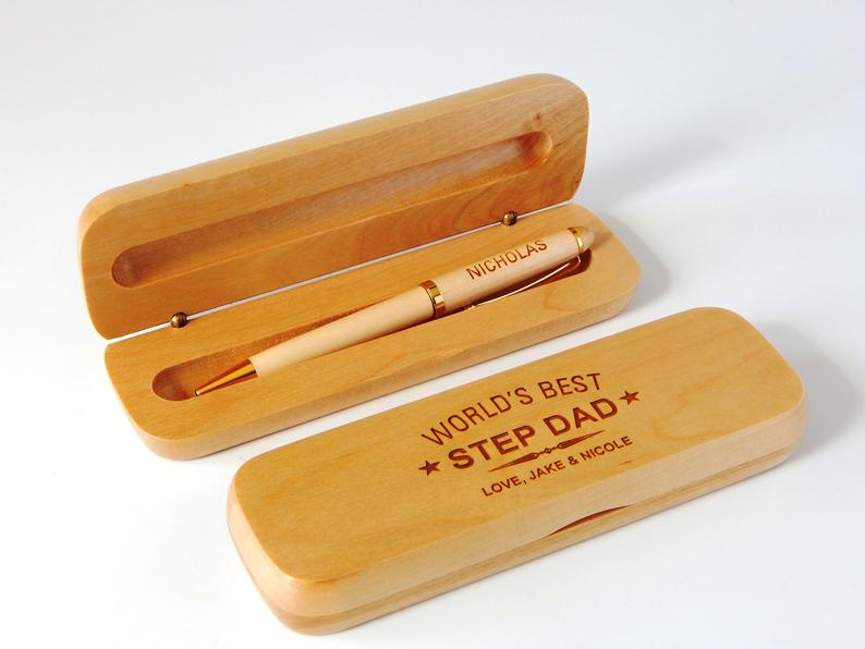 cheap father's day gifts for stepfather: Personalized Wooden Pen