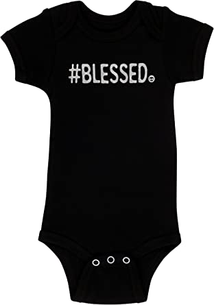 Black Christening Outfit Bodysuit with the text "#blessed" - perfect baptism gifts for boys