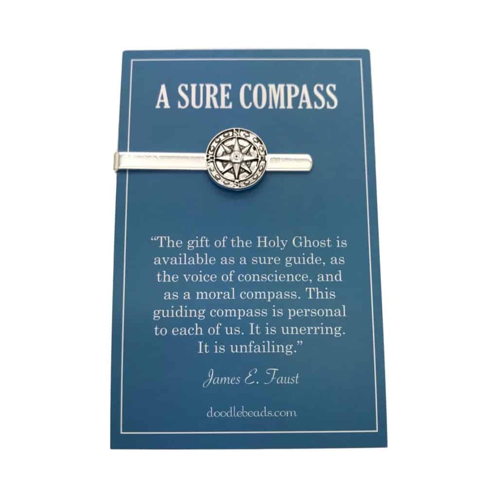 Compass Tie Bar with a green card