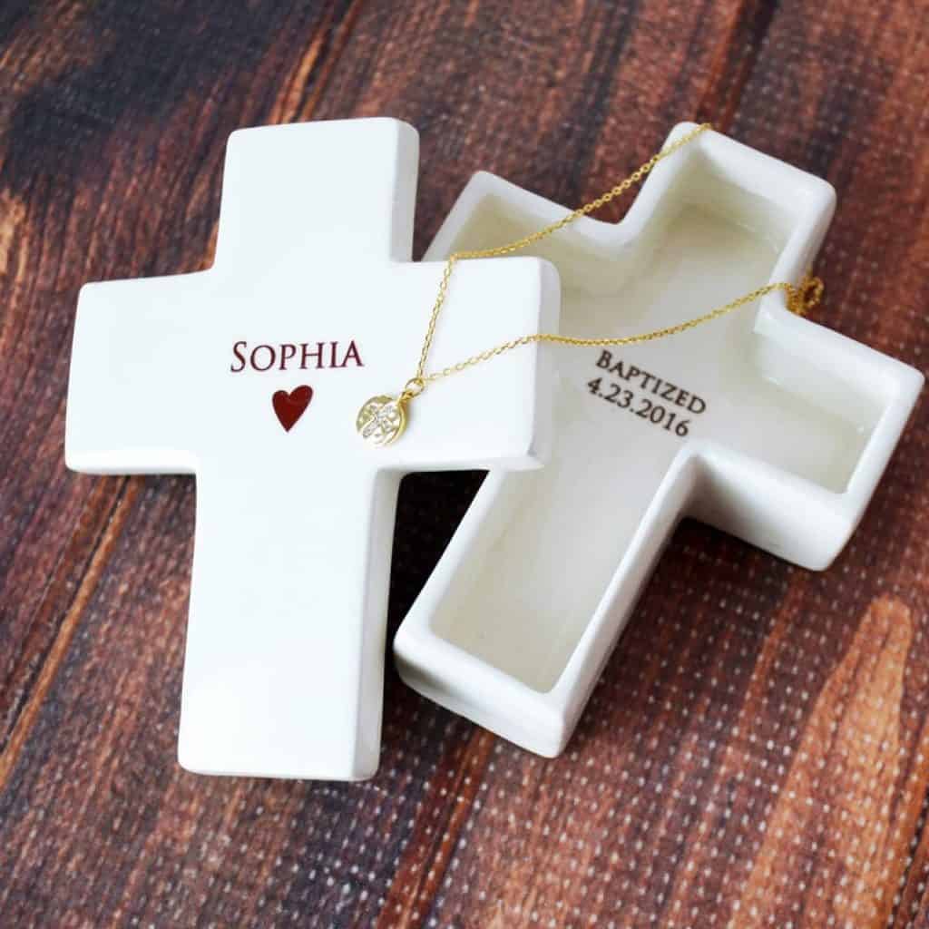 White Cross Keepsake Box - baptism gifts for girls