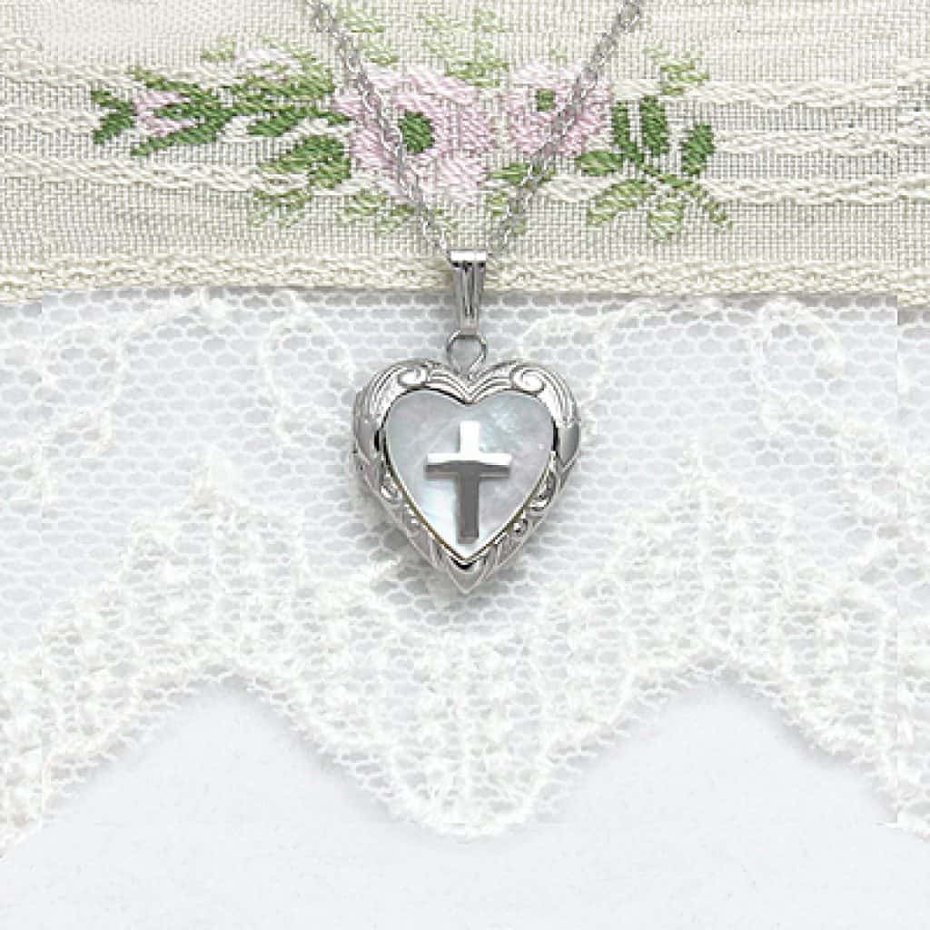 Cross Locket Necklace with heart and cross