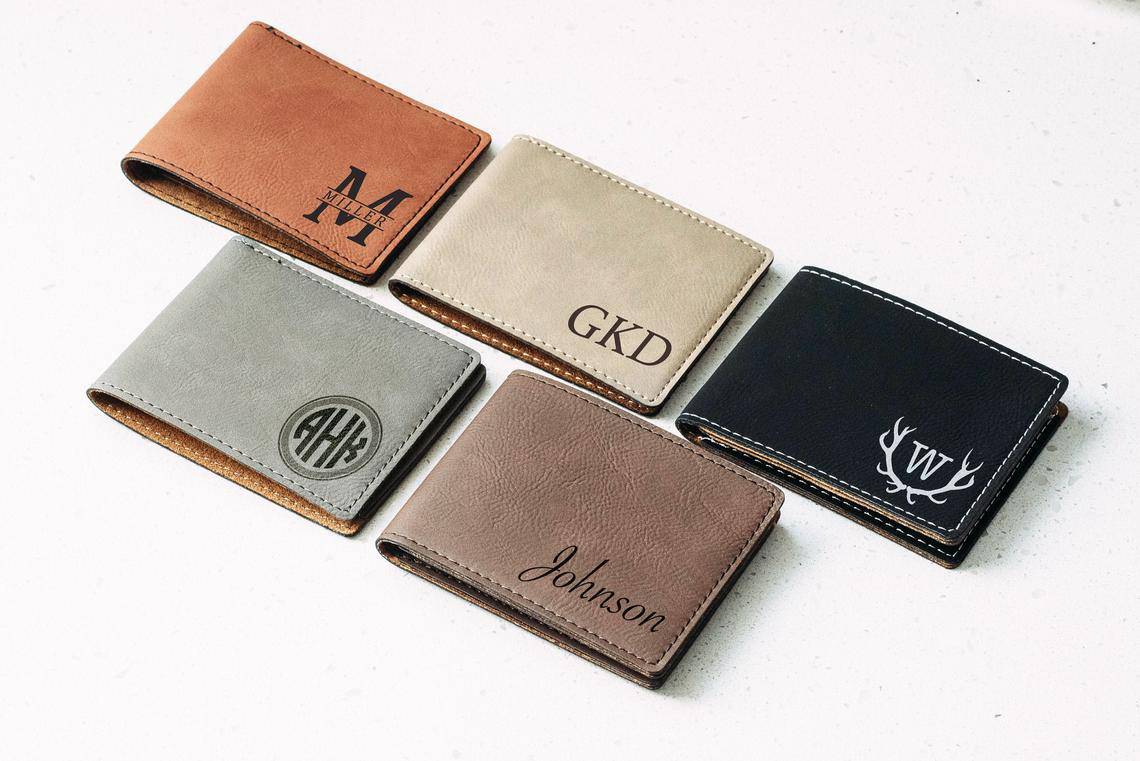 graduation gift for male graduate: Custom Engraved Leather Wallet