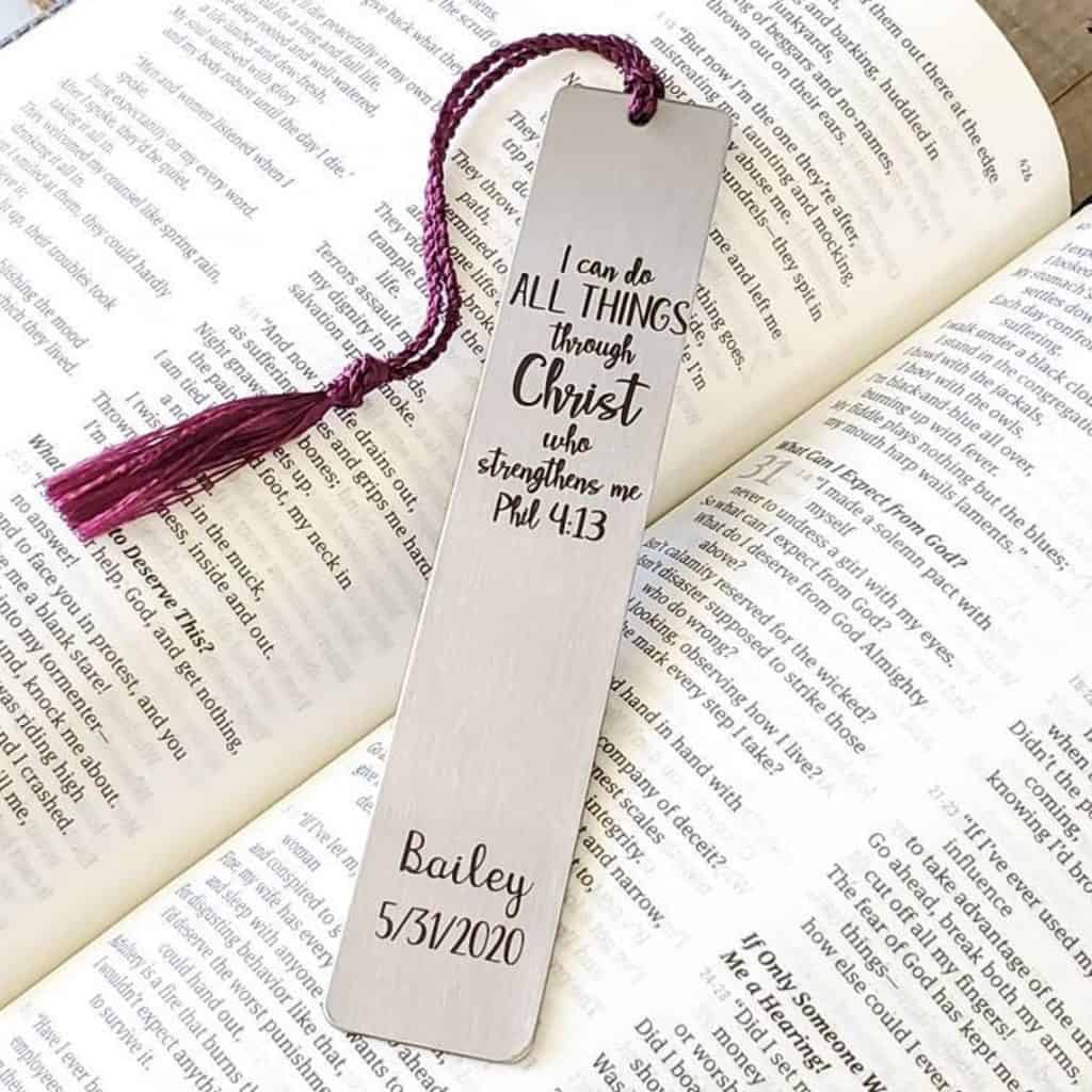 Engraved Bookmark with bible on it - Baptism gifts for boys