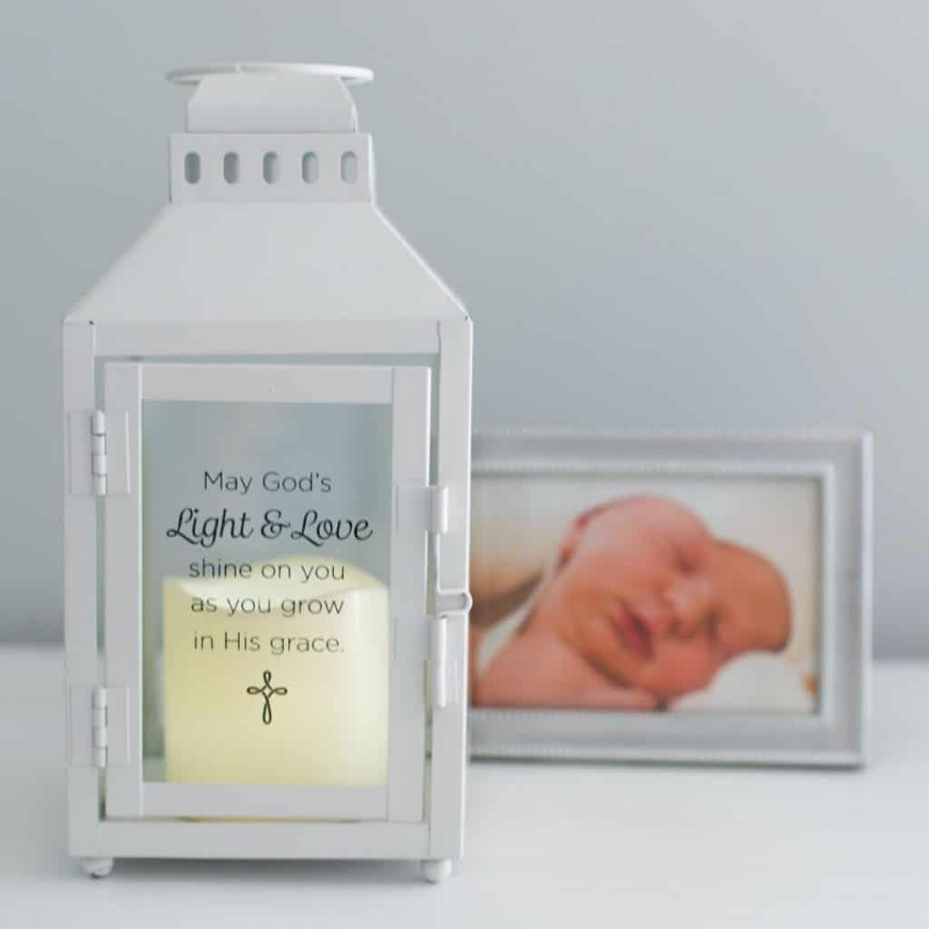 Light and Love Faith Lantern with bible on the door - baptism gifts for girls