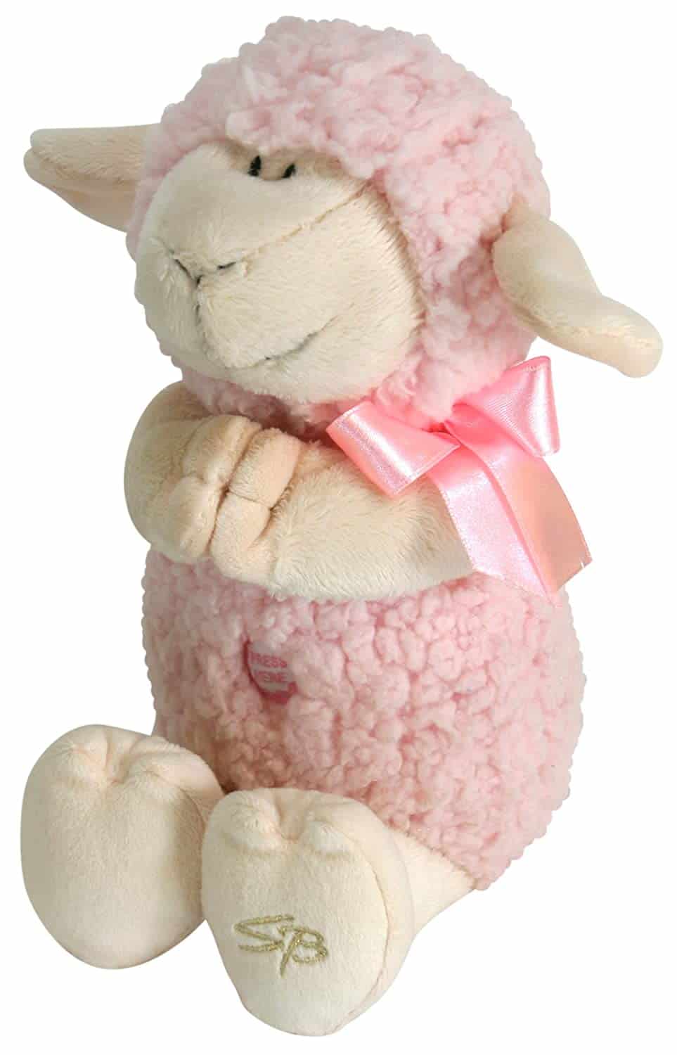 Pink Musical Praying Woolly Lamb - baptism gifts for girls