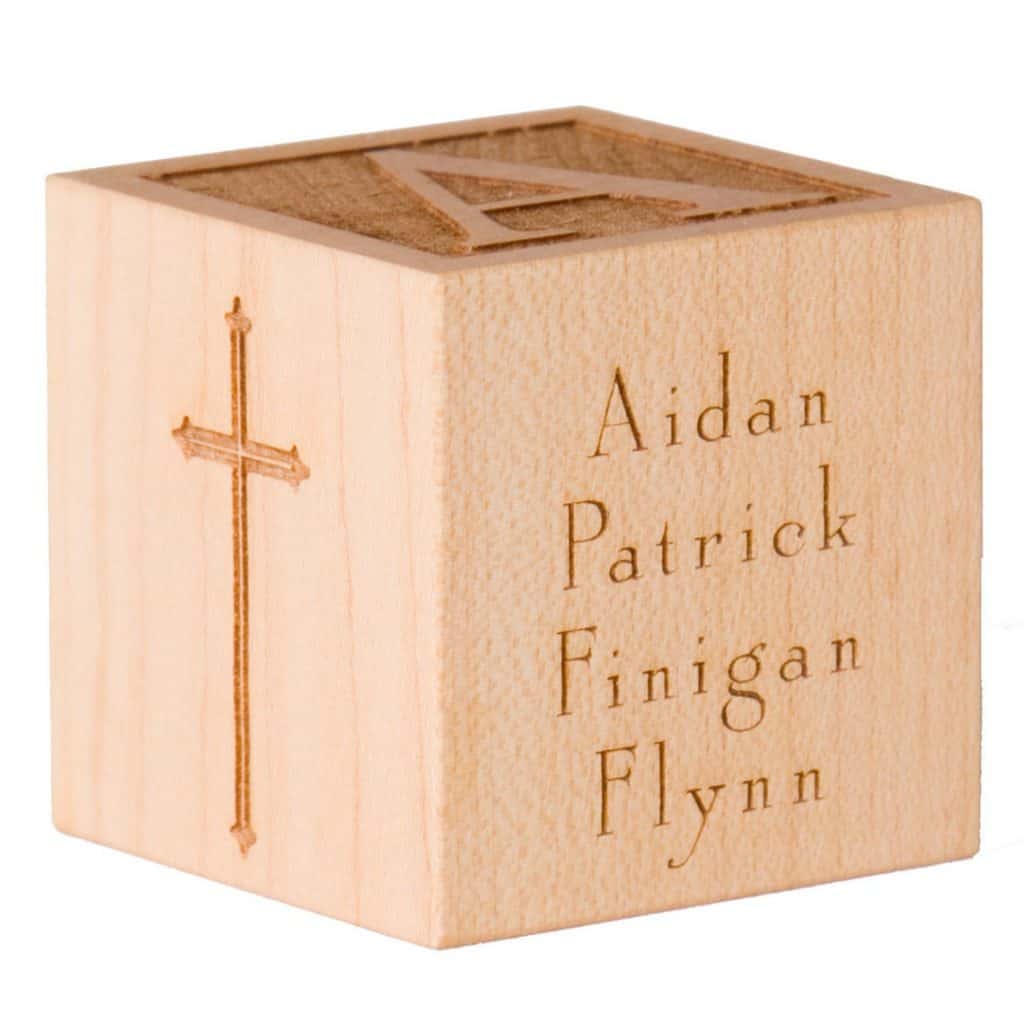 Wooden Personalized Baptism Block with name and cross on it - Perfect baptism gifts for boys