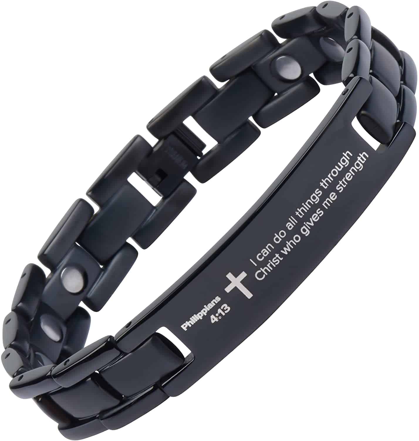 Black titanium Prayer Bracelet - Baptism gift for boys