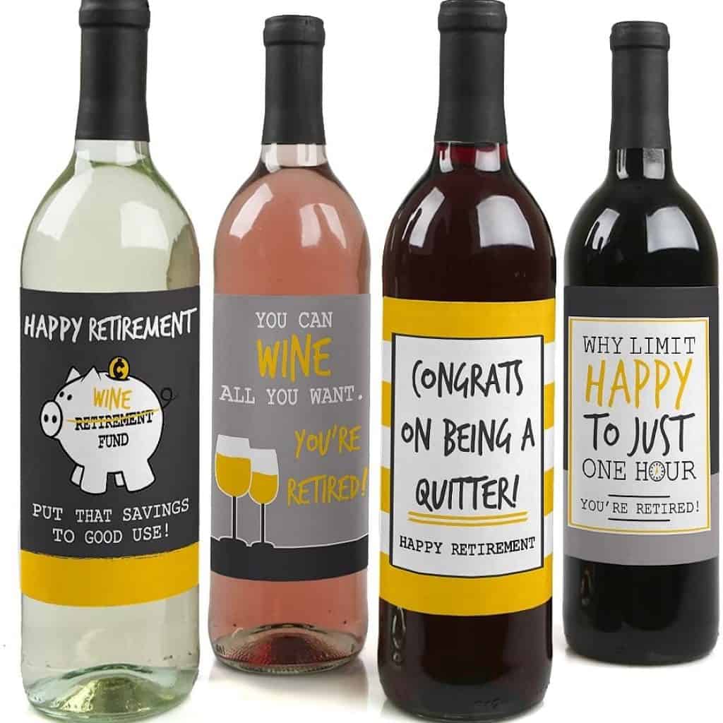 Wine Bottle Label Stickers in four wine bottles