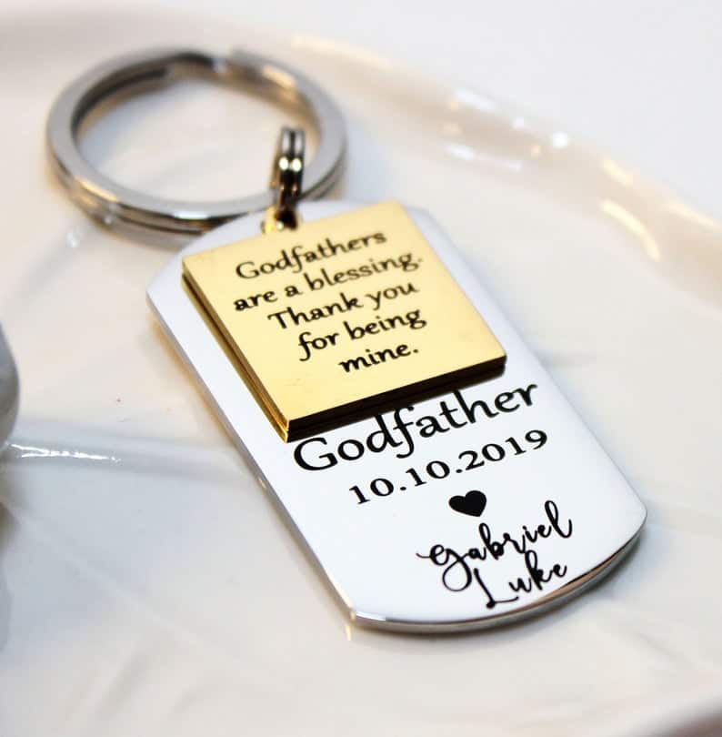 personalized godparent gift: custom godfather keychain