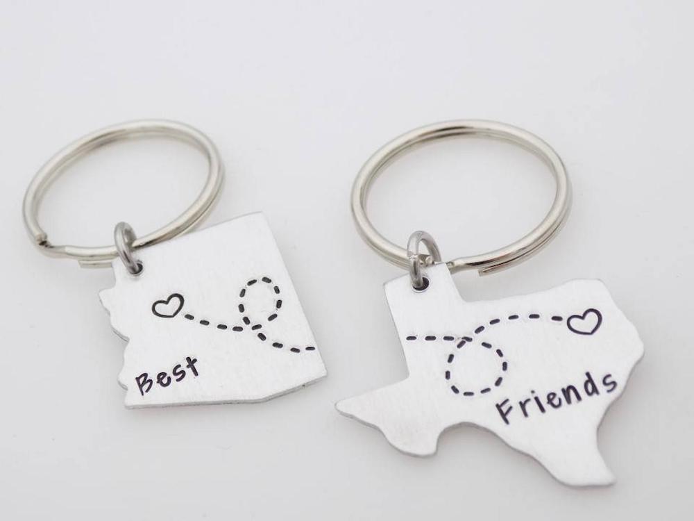Best Friends State Map Key Chains