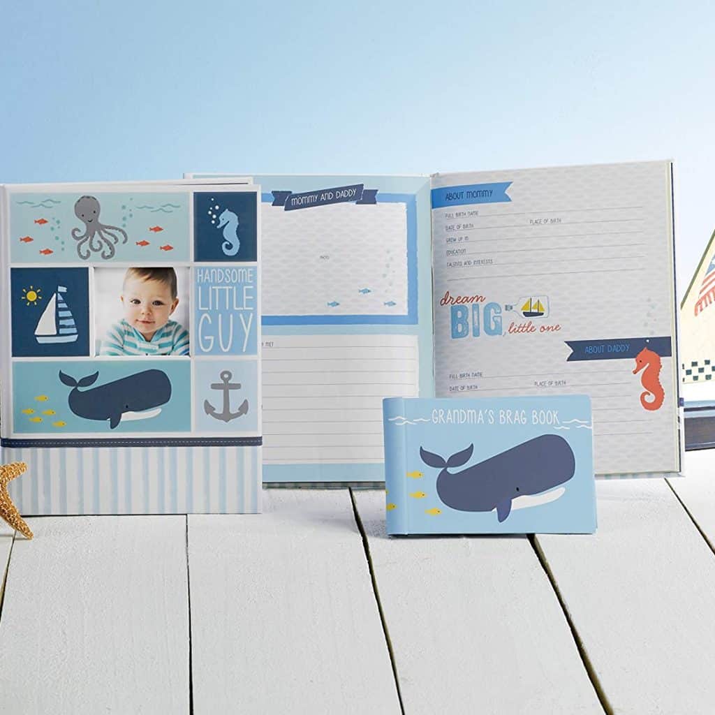 A sea themed memory book for boys - baby boy gifts