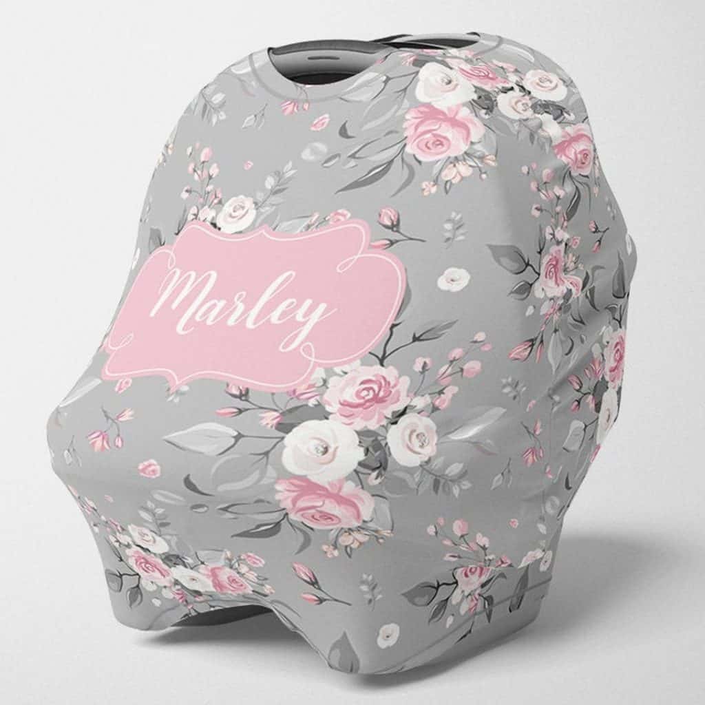 Personalized Floral Carseat 4 in 1 Cover, Girl Carseat Canopy, Nursing Cover