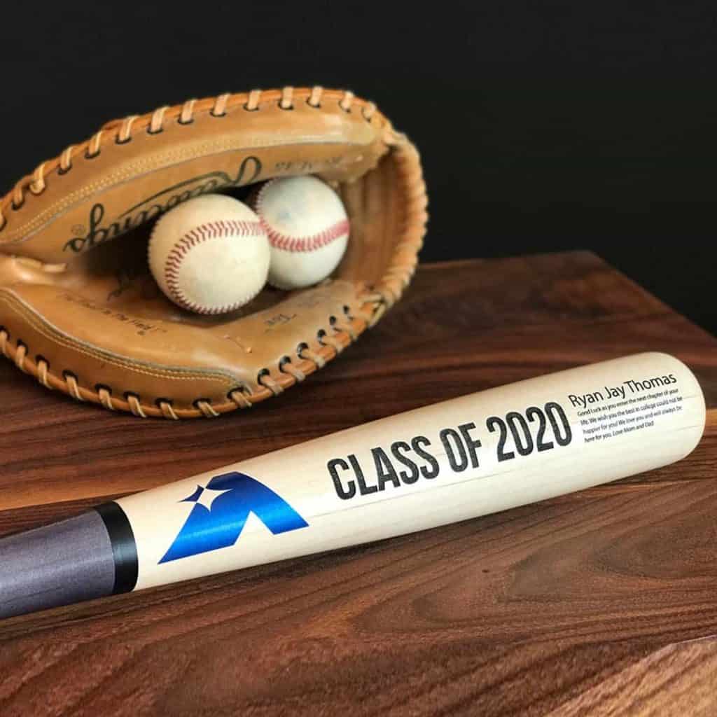 Engraved Baseball Bat and a glove