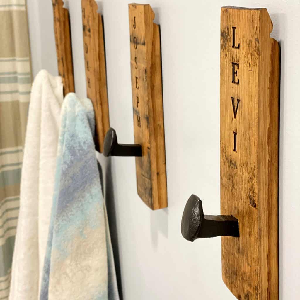 whisky gift ideas: Personalized Barrel Stave Towel Hanger 