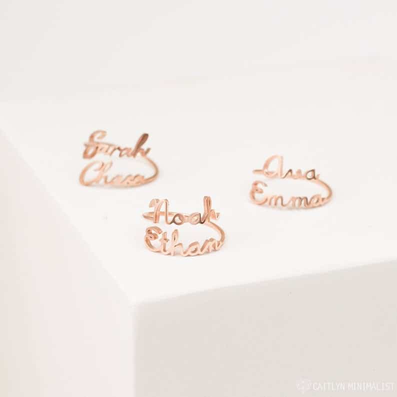 cute gift ideas for best friend: double name ring