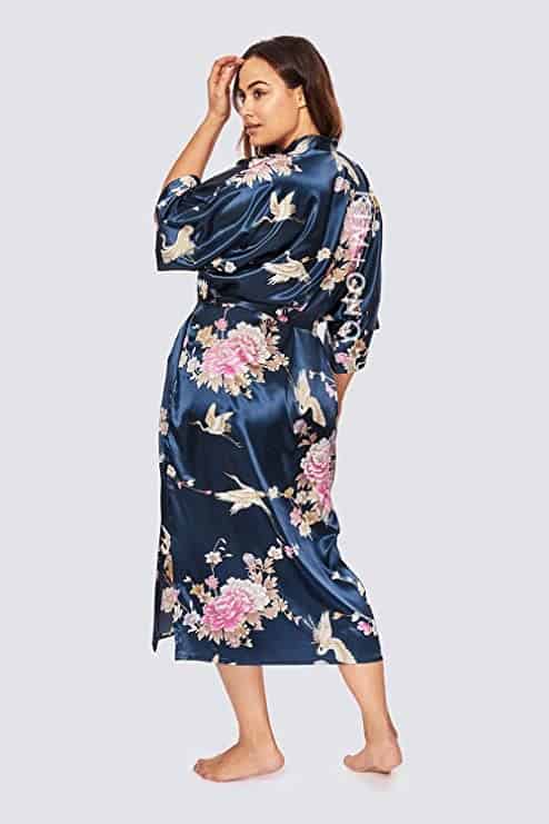 Plus Size Women's Satin Kimono Robe