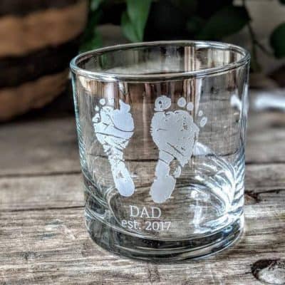 gifts for new dad: whiskey glass with footprint
