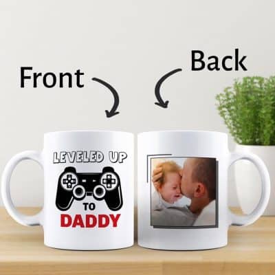 presents for new dads: coffee cup with photo of a dad and his son - gifts for new dad