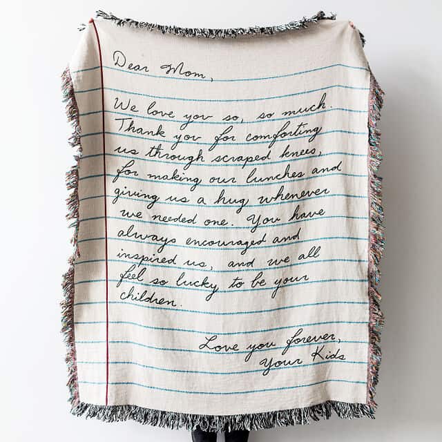 anniversary gift for parents: Personalized Hand-Written Letter Blanket